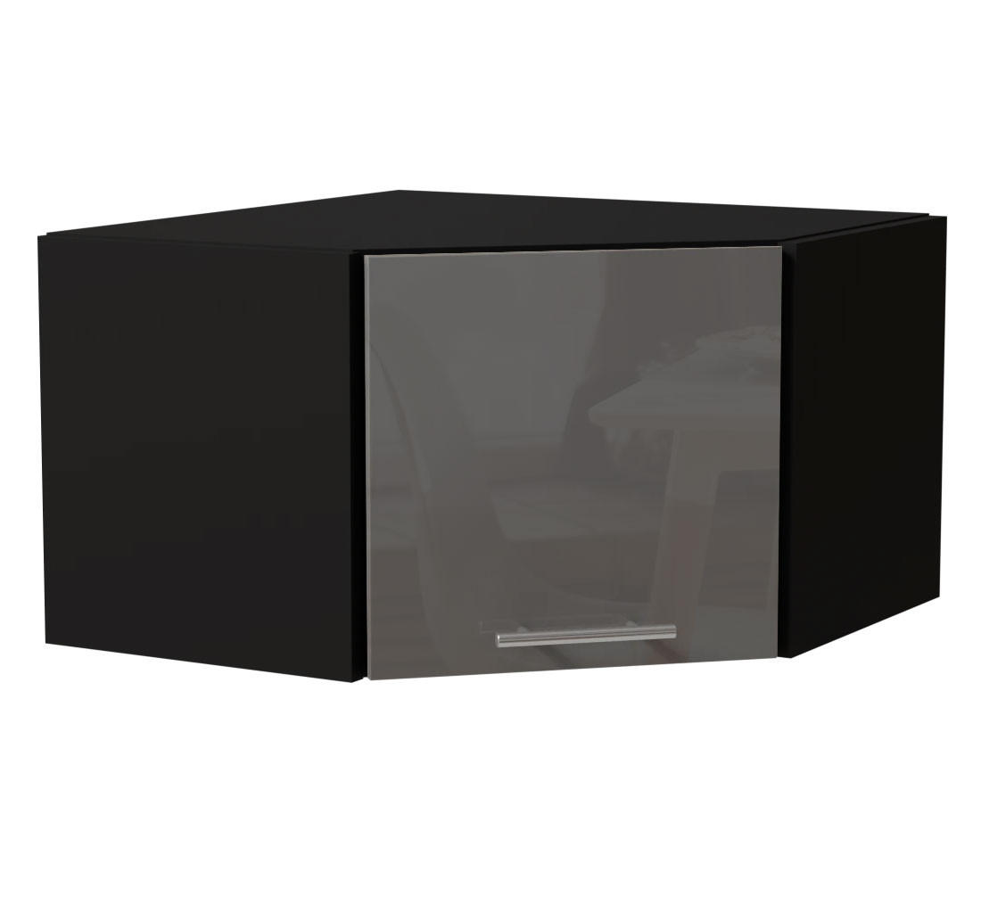 ECKHÄNGESCHRANK Essen W10/60/36 Grau Hochglanz / Schwarz Matt 60 / 60 / 36cm - Schwarz/Grau, Holz/Holzwerkstoff (60/36/60cm) - Feldmann-Wohnen