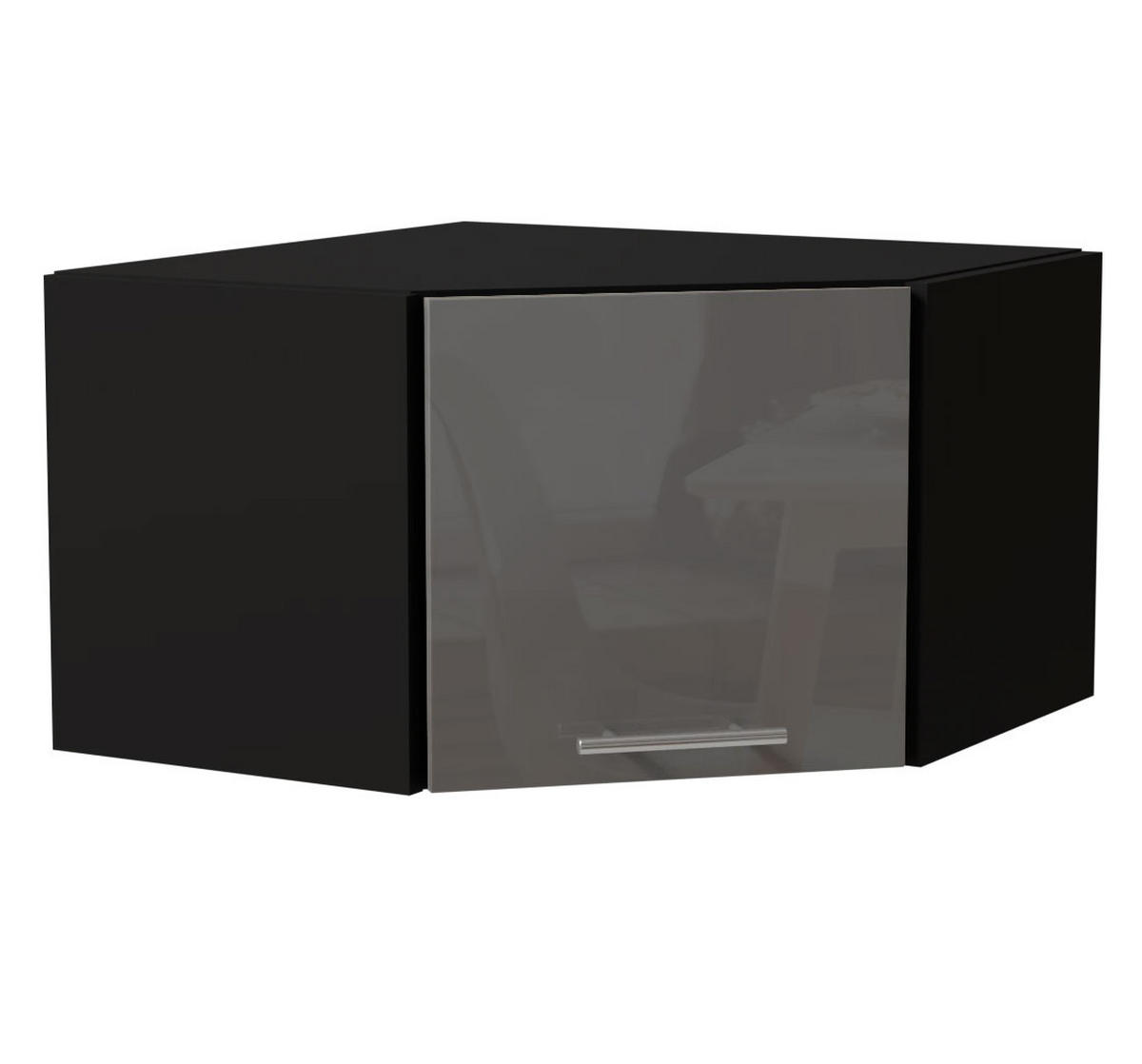 ECKHÄNGESCHRANK Essen W10/60/36 Grau Hochglanz / Schwarz Matt 60 / 60 / 36cm - Schwarz/Grau, Holz/Holzwerkstoff (60/36/60cm) - Feldmann-Wohnen