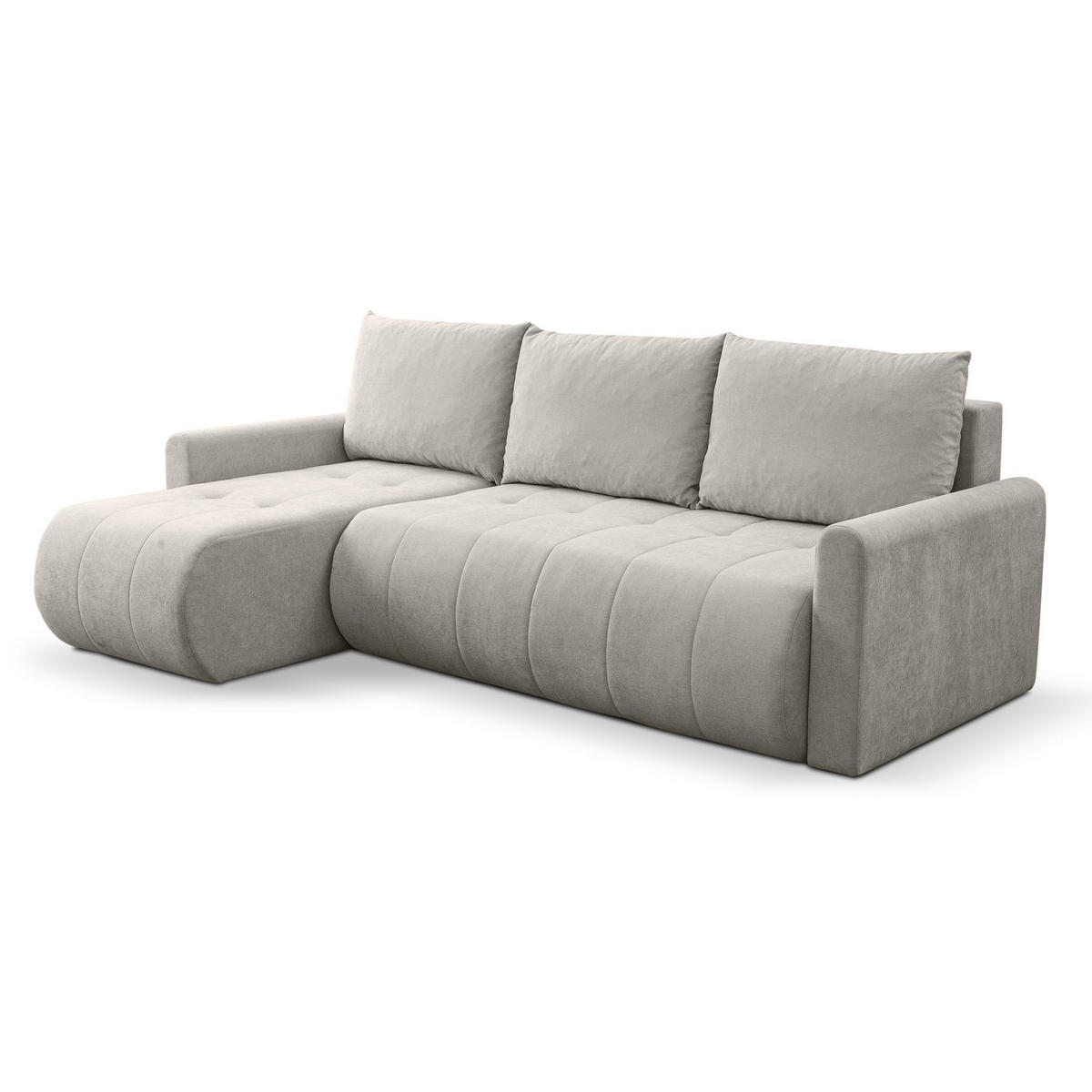 ECKSOFA Timmone Hellbeige Chenille 230 cm - Ecru/Schwarz, Kunststoff/Textil (230/149cm) - Selsey