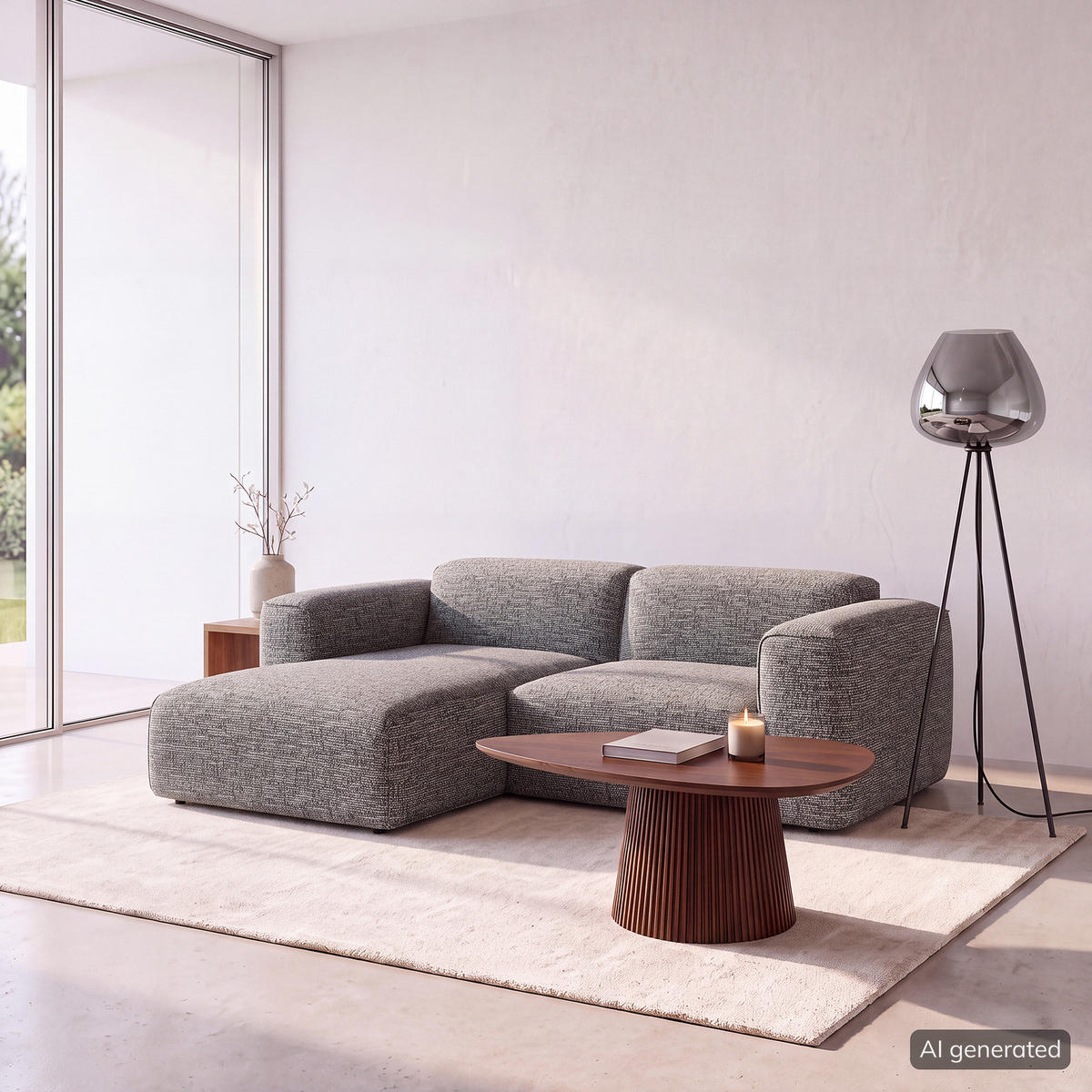 1,5-SITZER ECKSOFA mit Longchair - Schwarz/Grau, Kunststoff/Textil (260/173cm) - home24