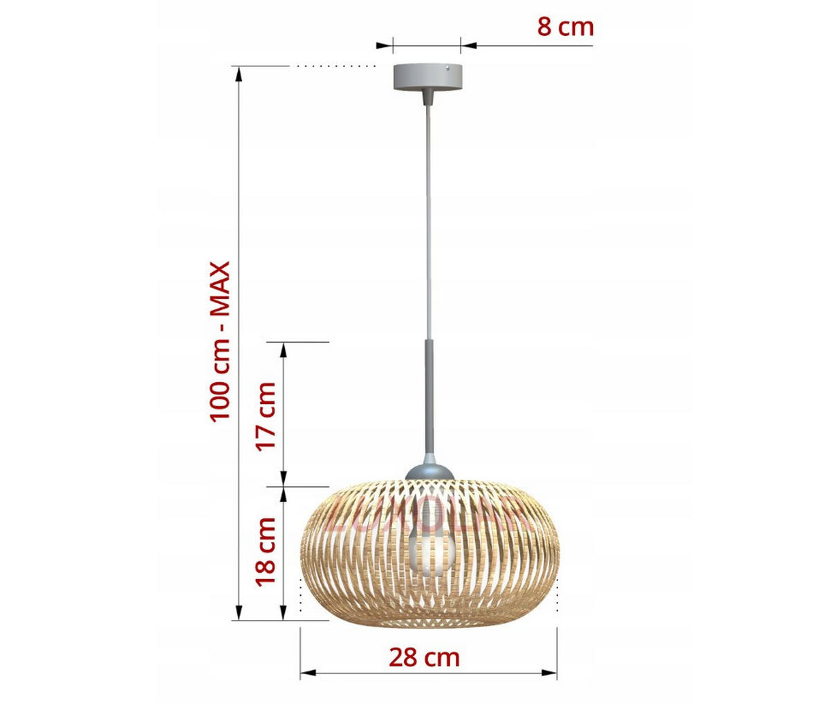 PENDELLEUCHTE BOHO - Beige, Holz/Metall (28/28/100cm) - kiki design