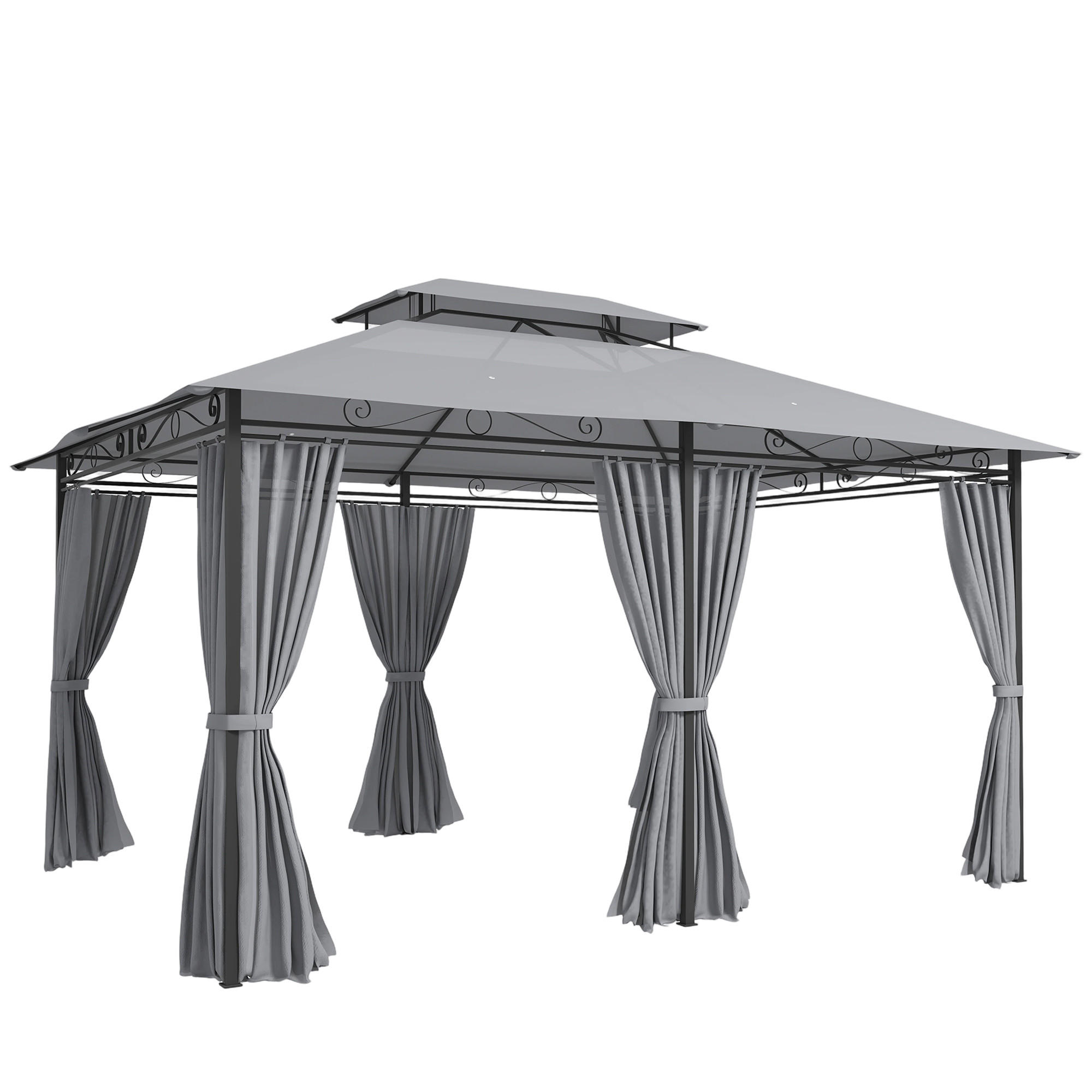 PAVILLON Stahl Polyester Dunkelgrau - Dunkelgrau, Textil/Metall (300/280/400cm) - Outsunny
