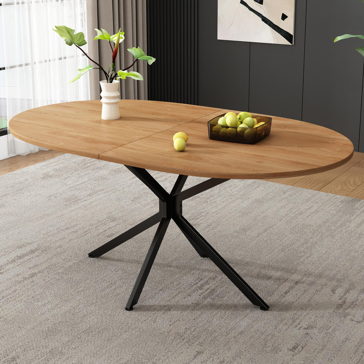 ESSTISCH aus MDF mit Kreuzbein-Design, 120/80/75,5 cm, Natur - Naturfarben, Holzwerkstoff (120/80/75.5cm) - Redom