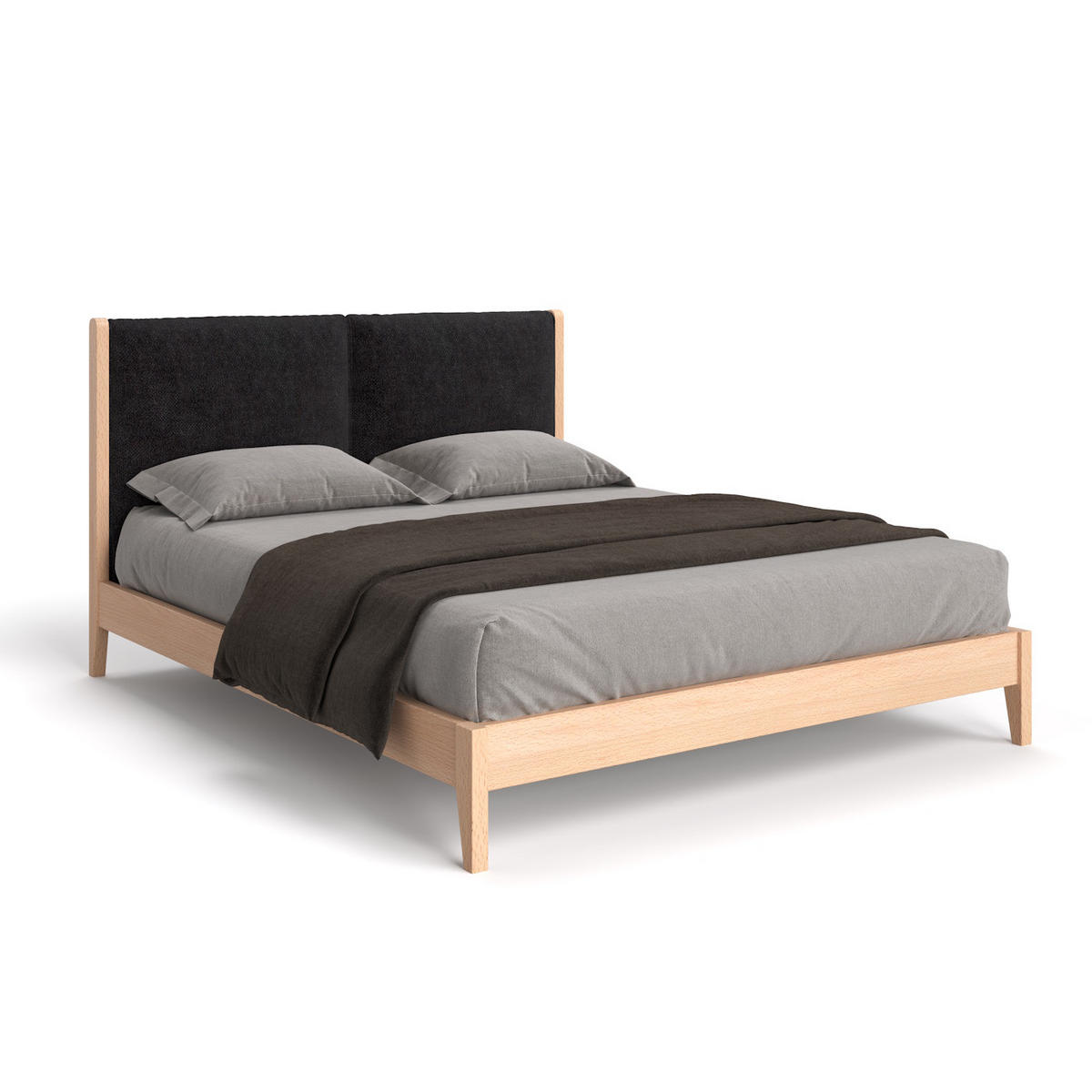 MASSIVHOLZBETT Vena aus Buche 200x220 cm, Storm 99 - Buchefarben/Schwarz, Holz (200/220cm) - Danzz