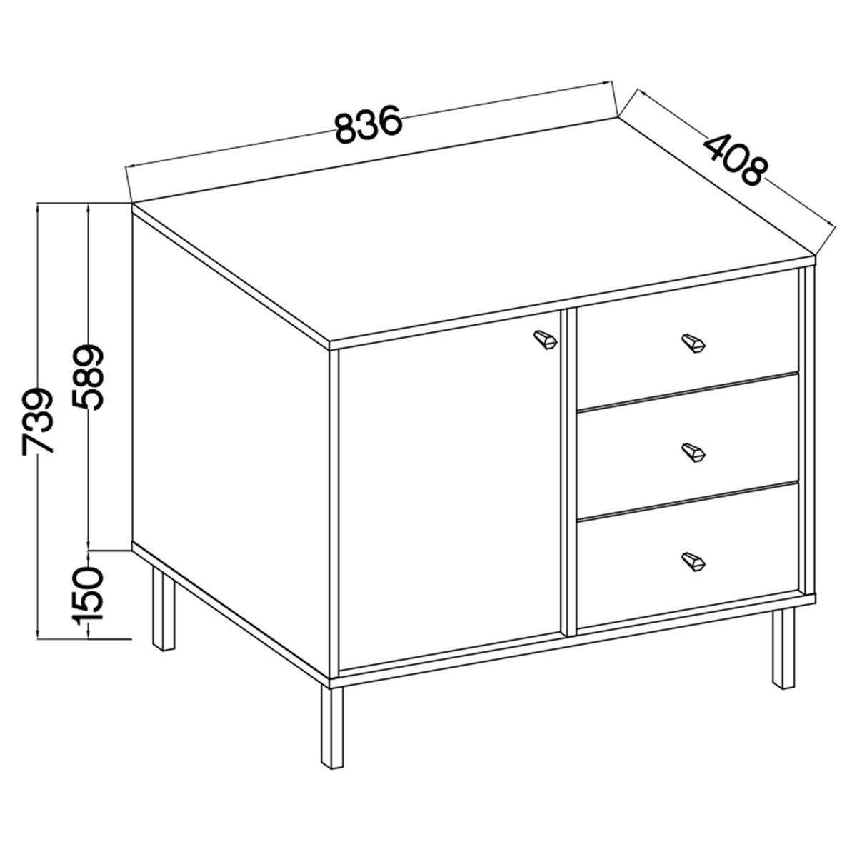 SIDEBOARD Oktio Schwarz-Graphit 84 cm - Goldfarben/Schwarz, Holzwerkstoff/Metall (83.6/73.9/40.8cm) - Selsey