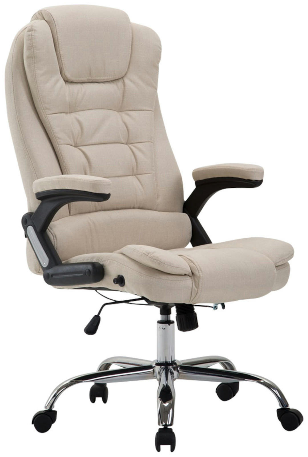 CHEFSESSEL Stoff creme - Chromfarben/Creme, Textil/Metall (69.5/113/78cm) - CLP