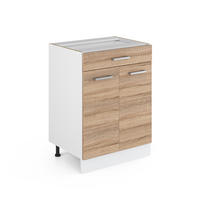 UNTERSCHRANK R-Line Sonoma 60 cm mit Schubladen, ohne AP - Weiß/Sonoma Eiche, Holzwerkstoff (60/81.6/46cm) - Vicco