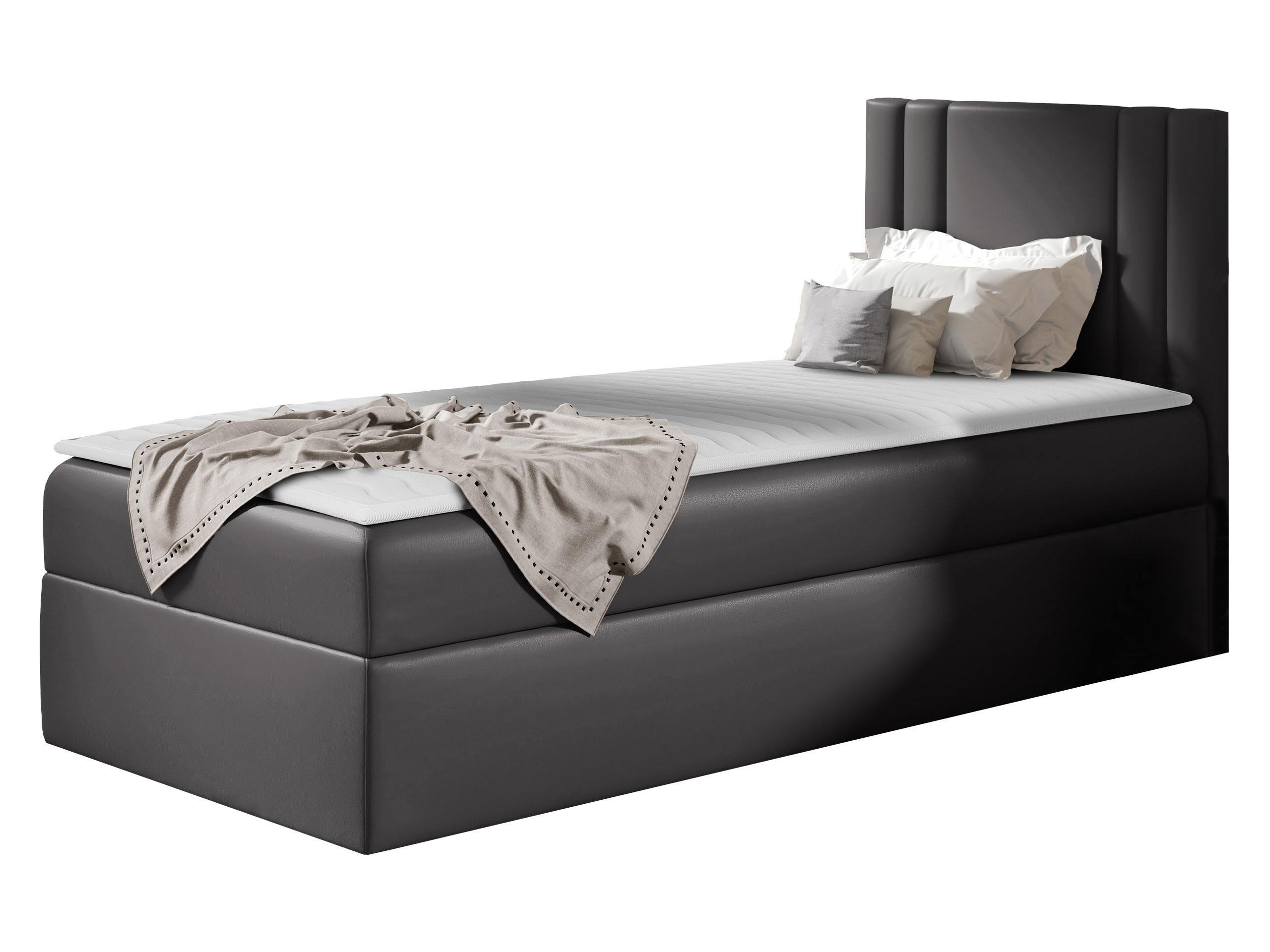 BOXBETT Carmen Mini, Seite zum Öffnen des Bettkastens: Rechts - Alufarben, Holz (80/200cm) - MIRJAN24