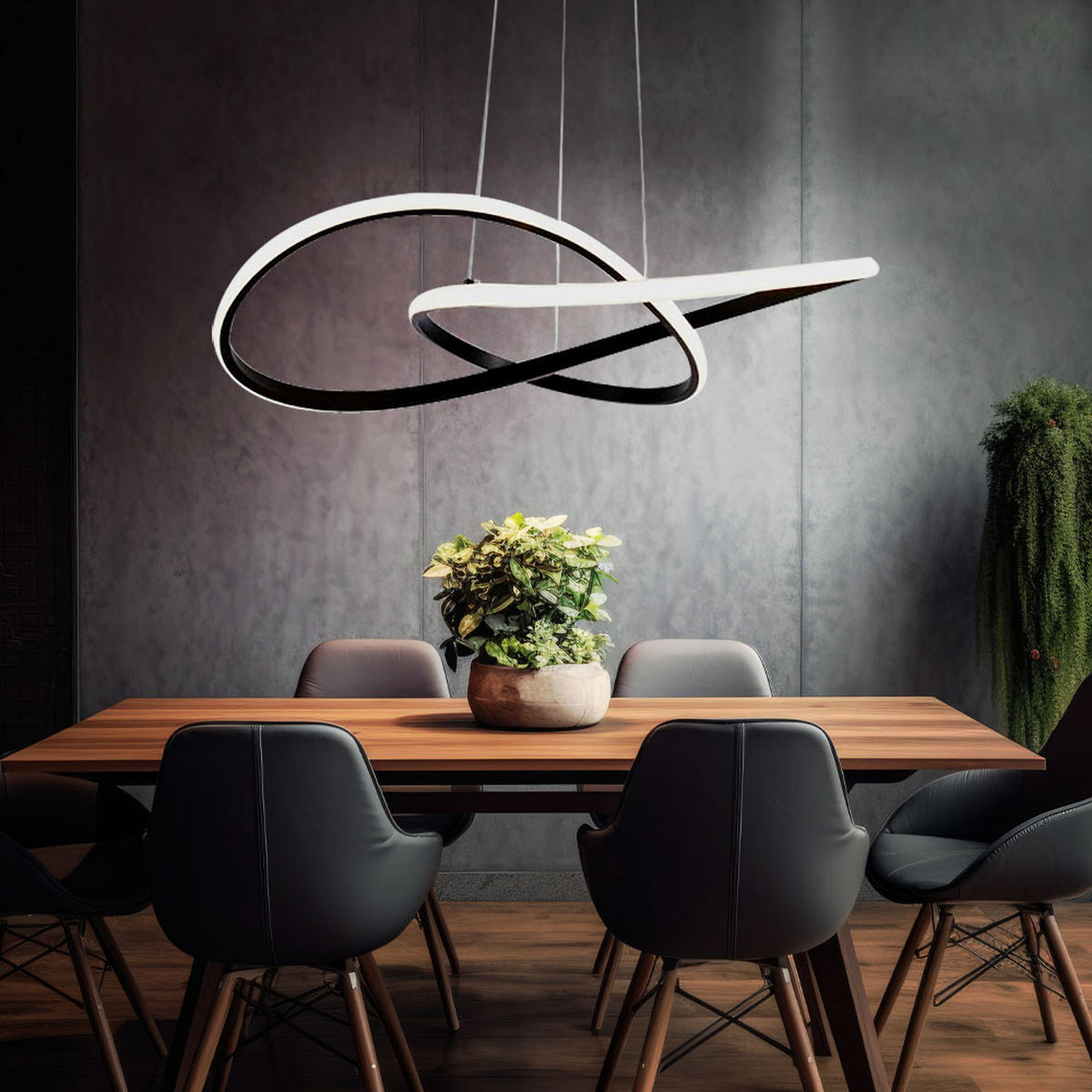 LED HÄNGELEUCHTE Metall Schwarz - Schwarz, Metall (50/50/100cm)