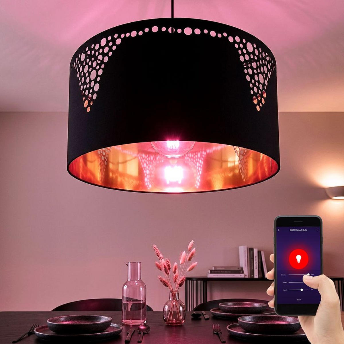 LED HÄNGELEUCHTE Metall Schwarz Gold - Schwarz, Metall (38/38/120cm) - Globo Lighting
