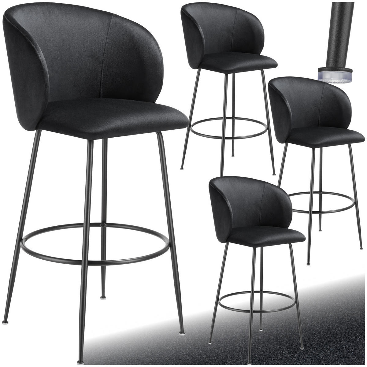 BARSTUHL Luana,51 x 60 x 106 cm, Belastbarkeit 120 kg,schwarz/schwarz - Schwarz, Kunststoff (51/106/60cm) - tectake