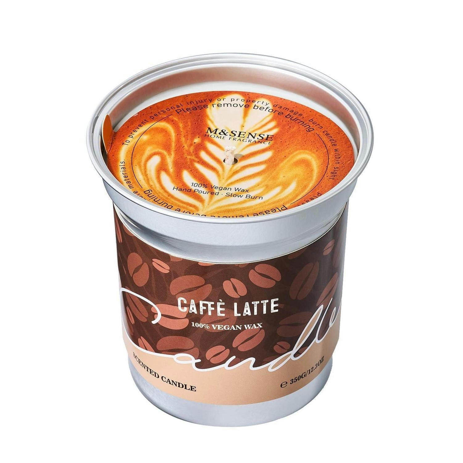 DUFTKERZE Caffe Latte 350g Sojawachs vegan Brenndauer bis 73 Std. - Braun, Paraffin (7cm)