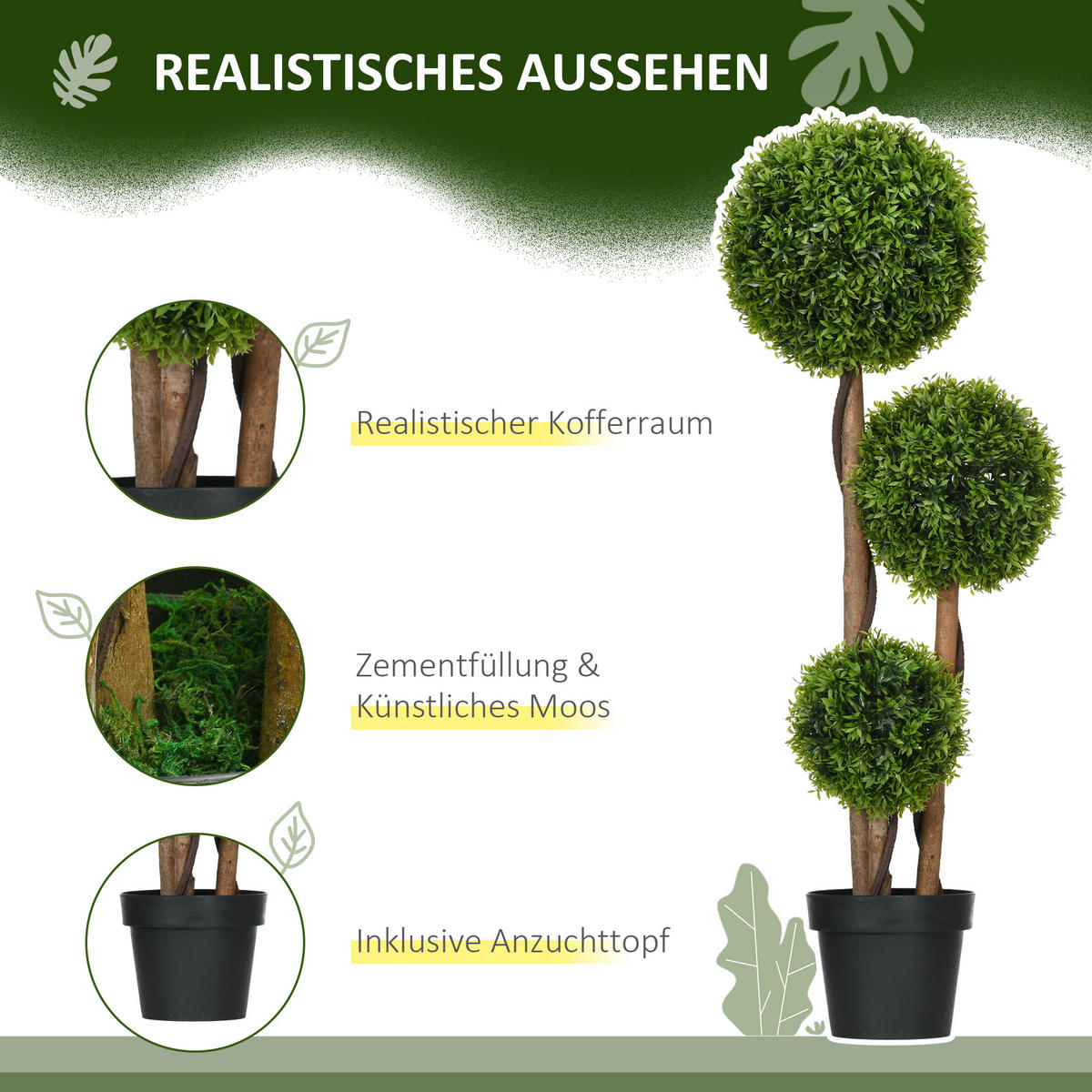 KÜNSTLICHE Pflanzen Grün 27.0/27.0/110.0cm - Grün, Kunststoff (110cm)