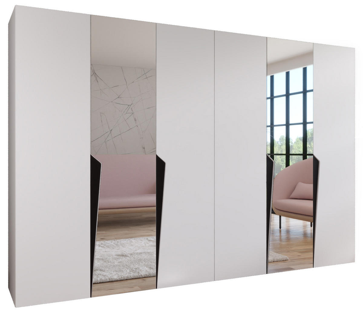 DREHTÜRENSCHRANK 202/300/52 6-türig - Schwarz/Weiß, Holz/Metall (300/202/52cm) - Abiks Möbel