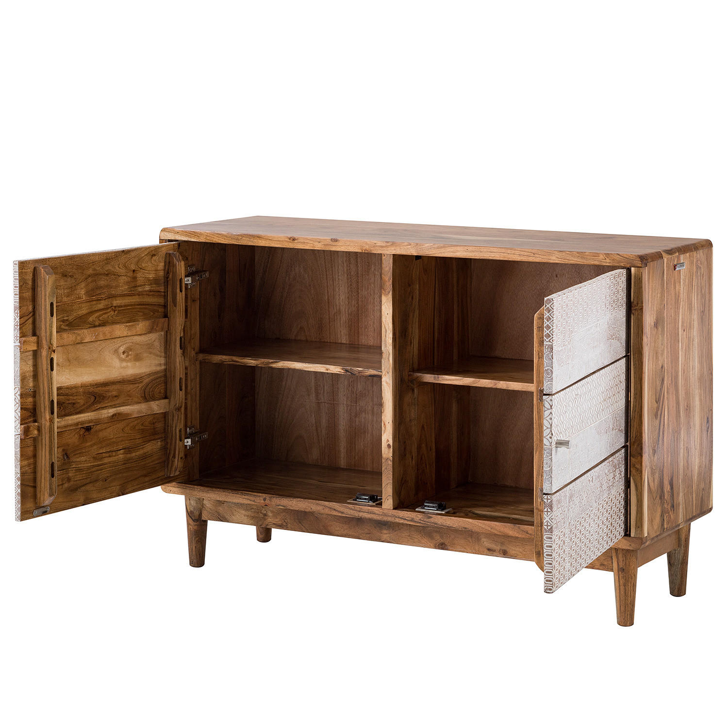 KOMMODE - Akazie massiv / Metall - Akaziefarben, Holz (118/77/40cm) - home24