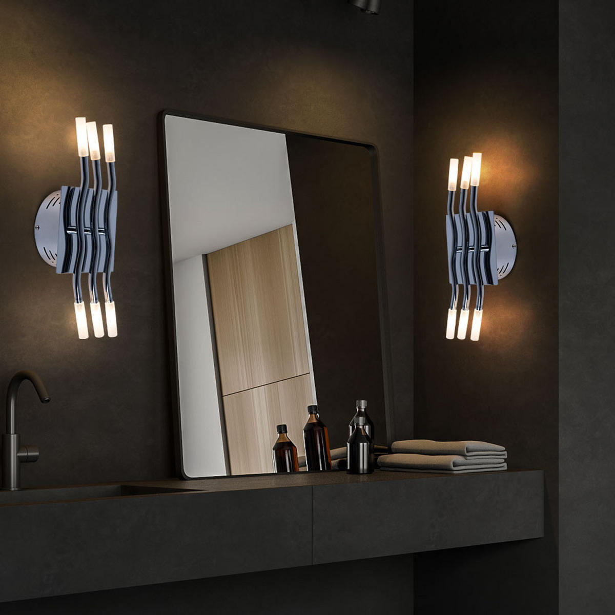 LED WANDLEUCHTE MEDUSA Silber Metall Glas - Silberfarben, Glas (14/8.5/35cm) - Globo Lighting