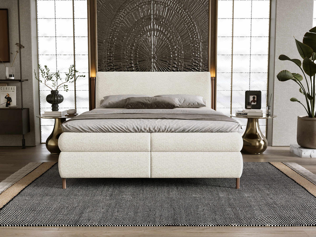BOXBETT Evia - H3 - Creme/Braun, Holzwerkstoff/Textil (160/200cm) - MIRJAN24