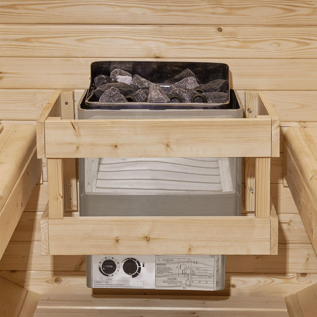 FASSSAUNA Spitzbergen 180 cm mit 6 kW Saunaofen (4 Personen) - Naturfarben, Holz (191/193/180cm) - Artsauna