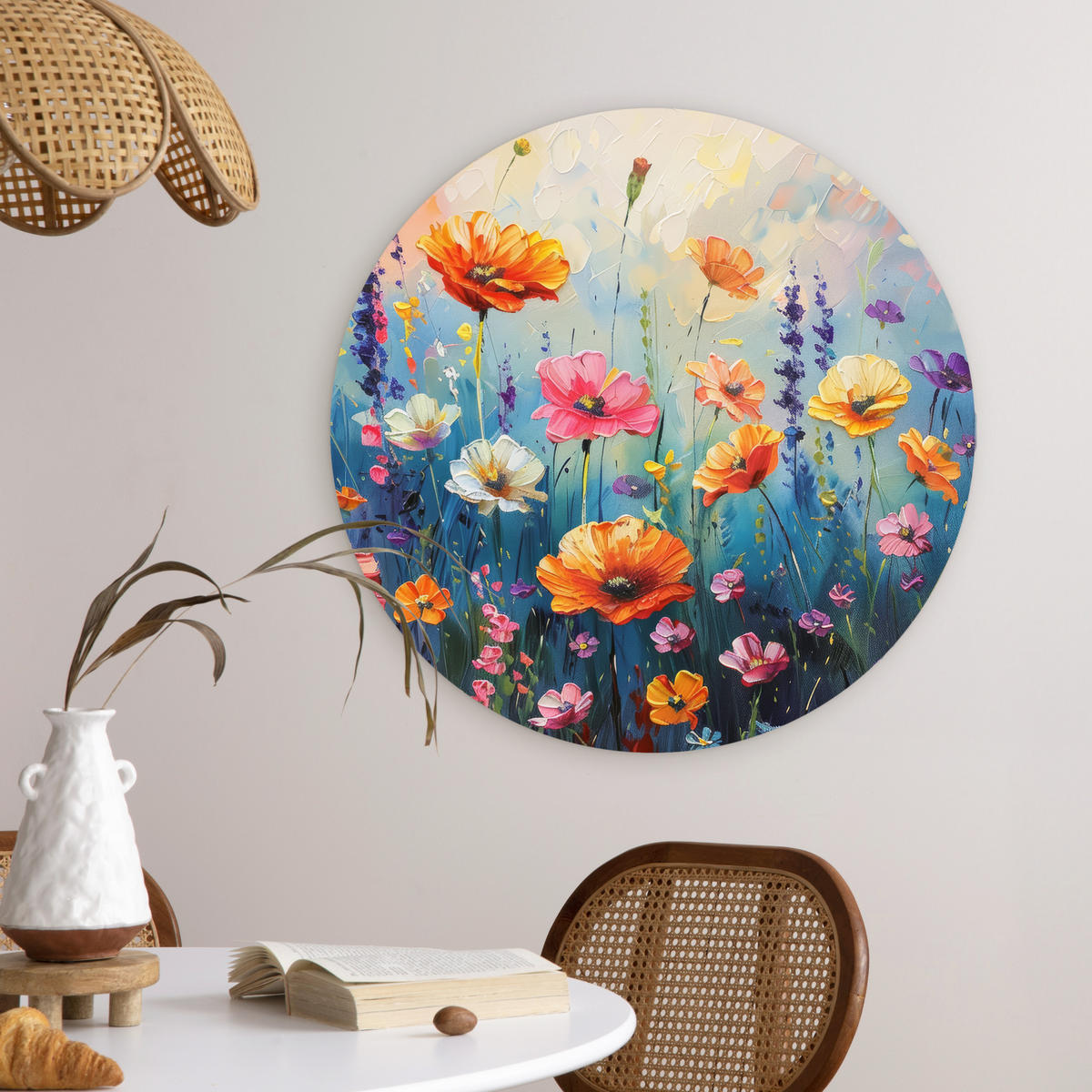 WANDBILD Blumen - Natur - Aquarell - Kunst 60x60 cm - Multicolor, Kunststoff (60/60cm) - MuchoWow