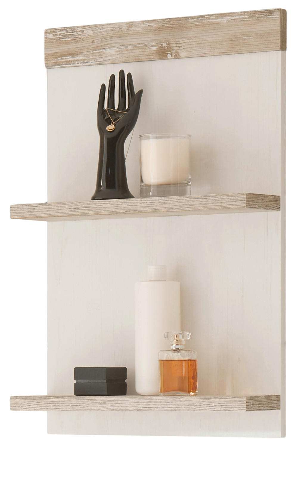 BAD-HÄNGEREGAL Pinie weiß, Oslo Pinie Landhaus, Wandregal hängend, 40 x 62 cm - Weiß/Pinienfarben, Holzwerkstoff (40/62/12cm) - Furn.Design
