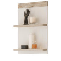 BAD-HÄNGEREGAL Pinie weiß, Oslo Pinie Landhaus, Wandregal hängend, 40 x 62 cm - Weiß/Pinienfarben, Holzwerkstoff (40/62/12cm) - Furn.Design