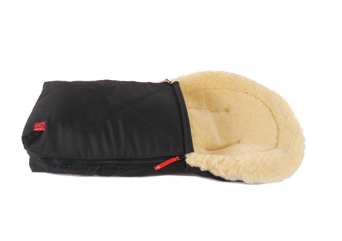 LAMMFELL-BABYSCHALENFUSSSACK Emma, black - Schwarz, Fell (37/7/80cm) - Kaiserbaby