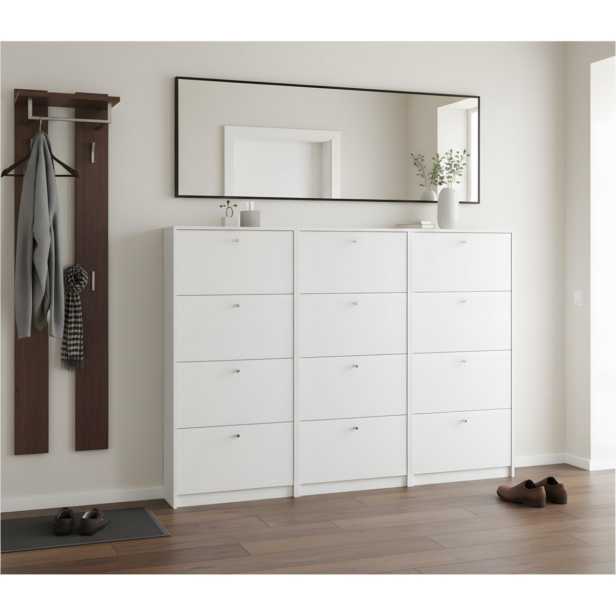 SKOSKÅP Escape 225 x 17 x 148 cm – vit - Vit, Träbaserade material (225/148/17cm) - ebuy24