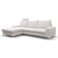 ECKSOFA MANGO, Eckcouch in L-Form mit Schlaffunktion und Bettkasten, Farbe: Beige, Velourstoff, Ottomane Links - Beige, Textil (251/164cm) - Sepro Meble