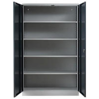 STAHLSCHRANK Bee mit 6 verzinkten Fachböden 195x120x60 cm Korpusfarbe Lichtgrau Frontfarbe Anthrazit - Anthrazit, Metall (120/195/60cm)