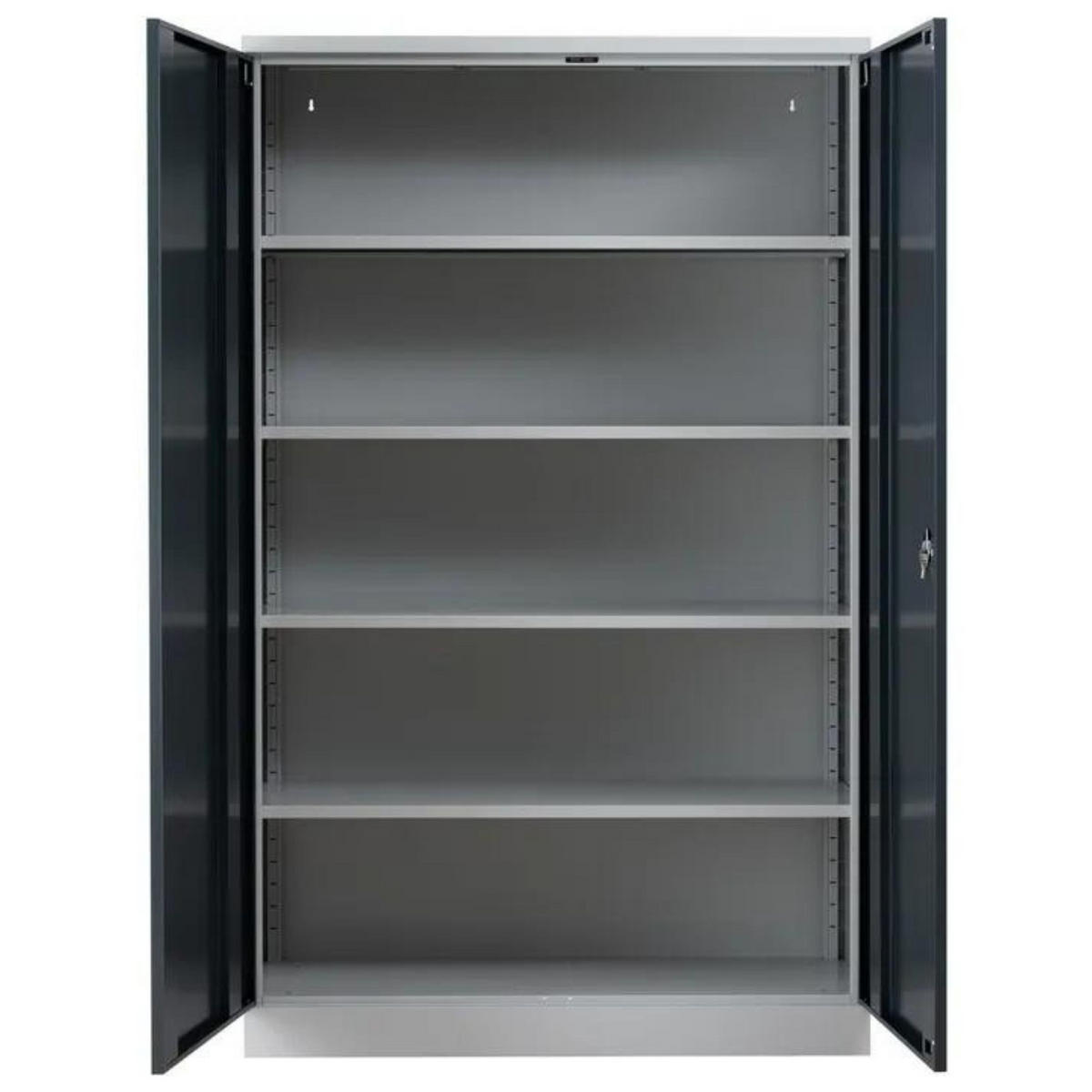 STAHLSCHRANK Bee mit 6 verzinkten Fachböden 195x120x60 cm Korpusfarbe Lichtgrau Frontfarbe Anthrazit - Anthrazit, Metall (120/195/60cm)