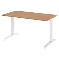 SCHREIBTISCH Serie-XB 80/140/74 cm in Nussbaumfarben/Weiß/Alu poliert - Silberfarben/Nussbaumfarben, Holzwerkstoff (80/140/74cm) - bümö