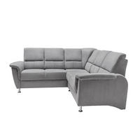 ECKSOFA mit gleichschenkligen Seitenlängen, Federkern - Chromfarben/Hellgrau, Textil/Metall (221/221cm) - myHomelando