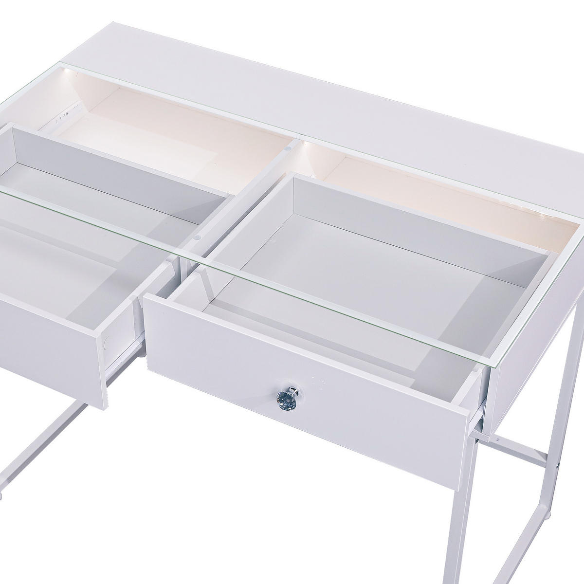 KONSOLENTISCH mit LED 2 Schubladen 100/55/81 CM - Weiß, Holz (100/55/81cm) - VANITII