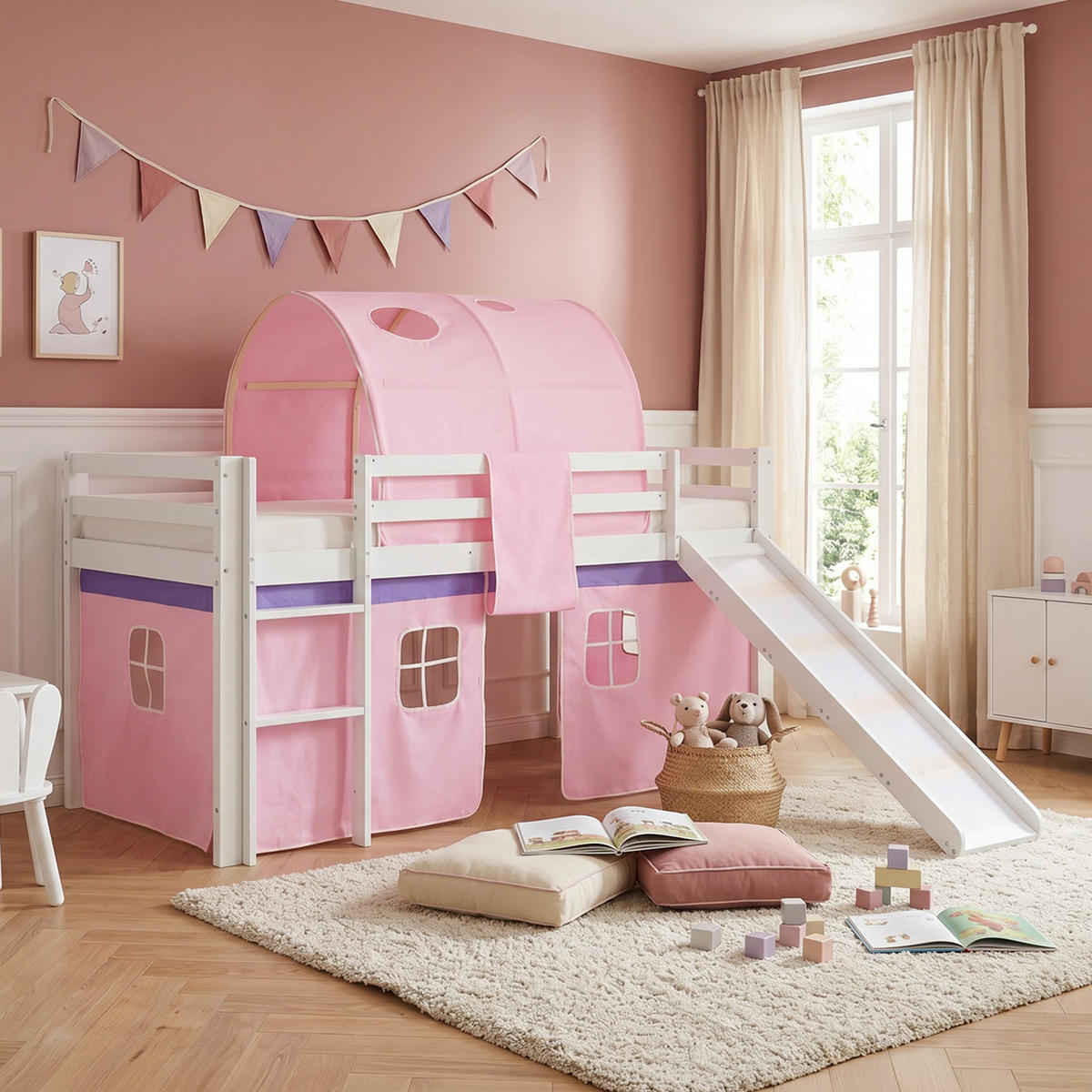 HOCHBETT Tunnel 90/200 cm Rosa - Weiß/Rosa, Holz (90/200cm) - Homestyle4u