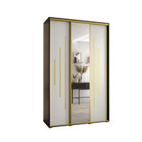 SCHWEBETÜRENSCHRANK 235,2/150/60 3-türig - Goldfarben/Schwarz, Holz/Metall (150/235/60cm) - Abiks Möbel