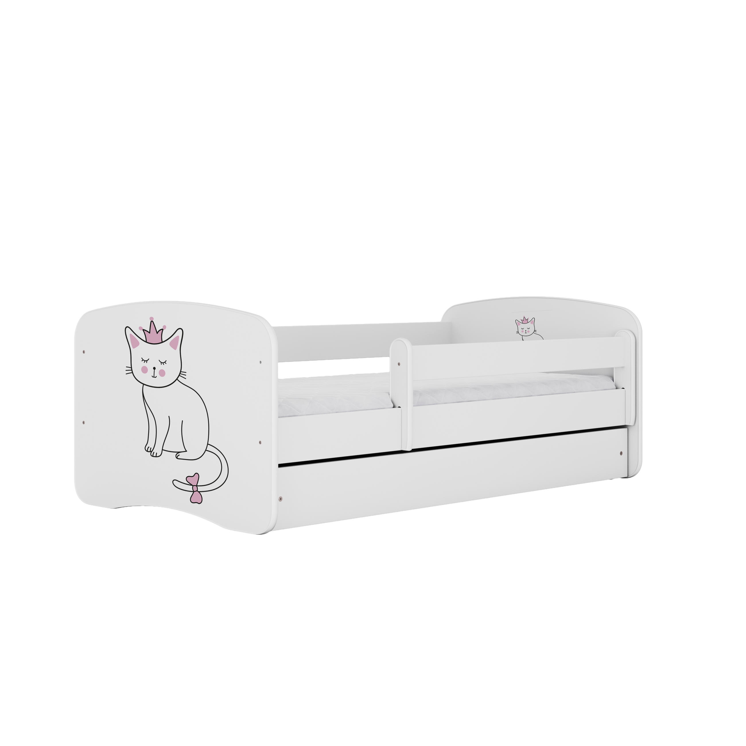 KINDERBETT Katze mit Schublade und Matratze 140/70 - Weiß, Holzwerkstoff (70/140cm) - RAUMHIRSCH FURNITURE