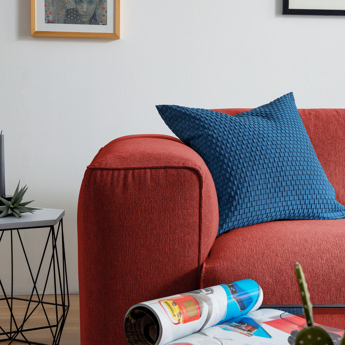 1,5-SITZER ECKSOFA mit Longchair - Rot/Schwarz, Kunststoff/Textil (260/173cm) - home24