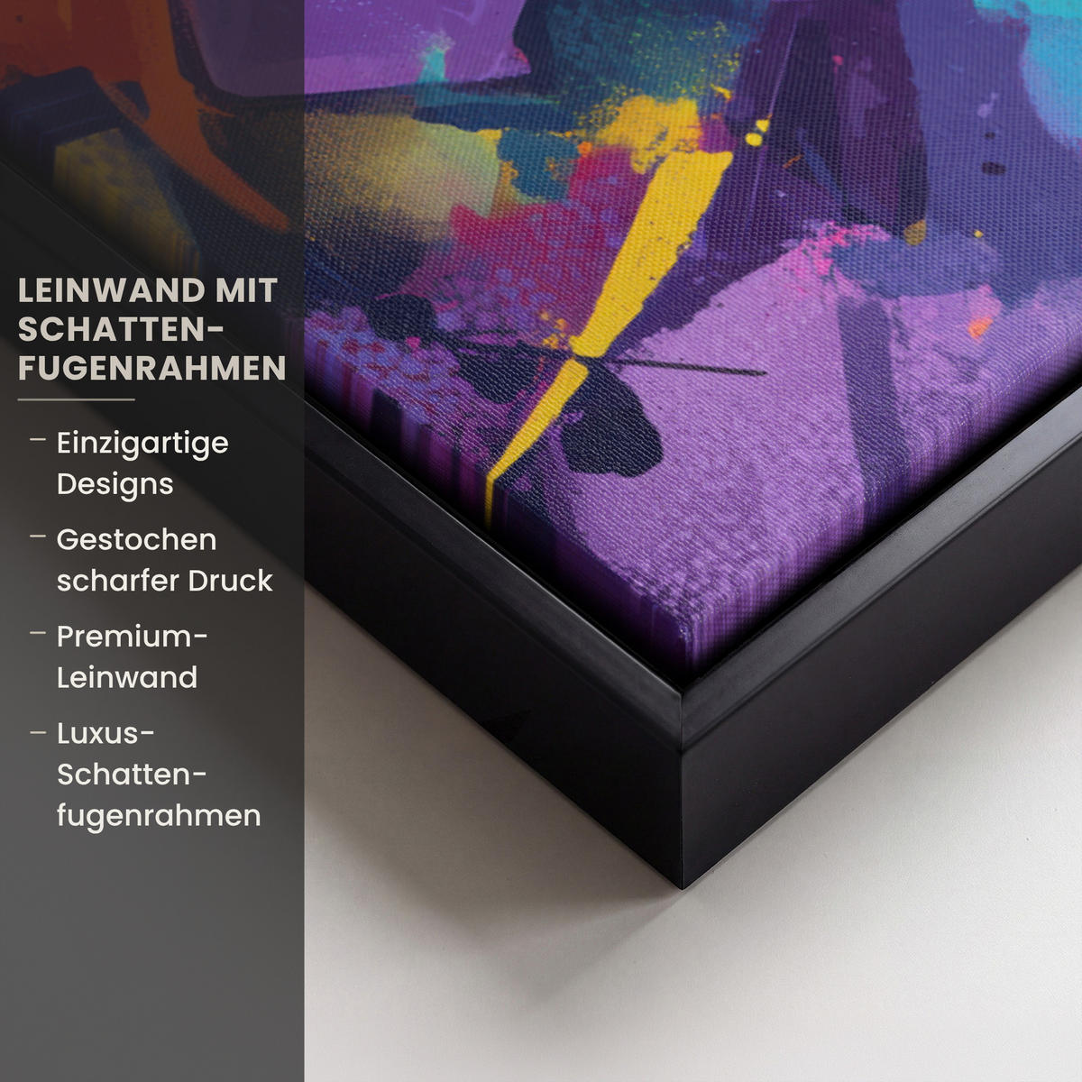 LEINWAND Bilder mit Rahmen - Abstrakt - Formen - Farbenfroh - 100x70 - Magenta, Textil (100/70cm) - MuchoWow