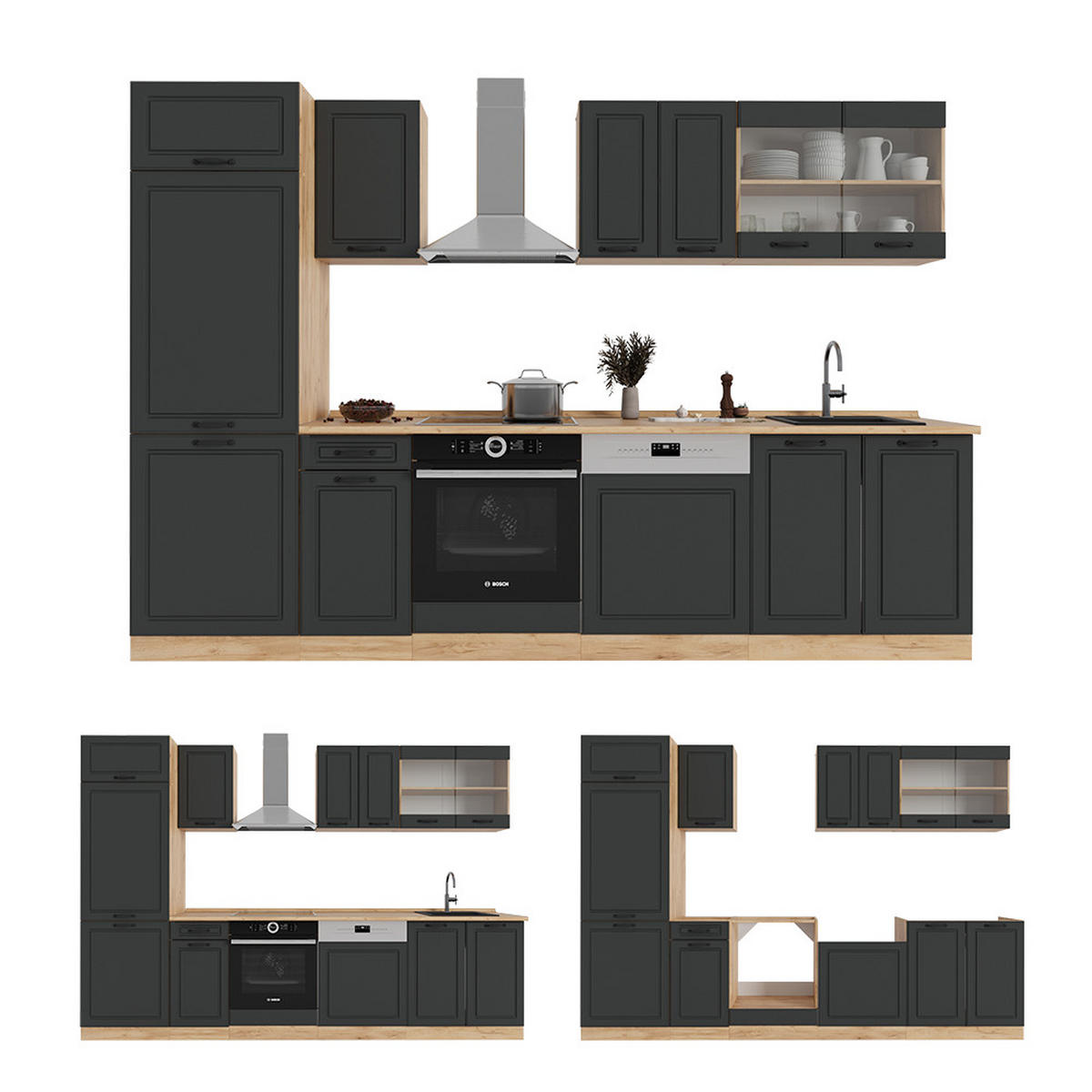 Honigeiche/Anthrazit, Holzwerkstoff (300/81.6/46cm) - Vicco