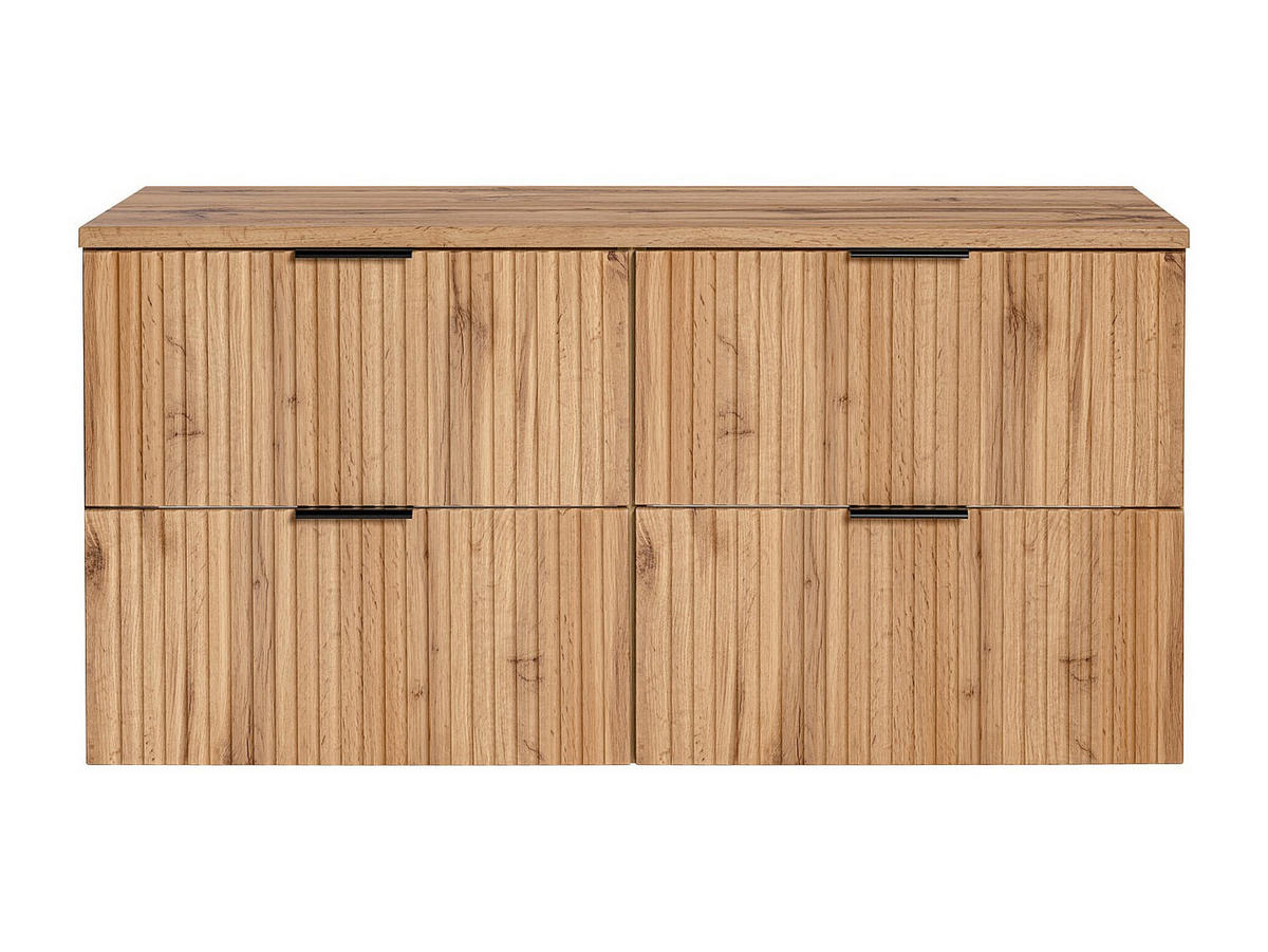 WASCHBECKENUNTERSCHRANK hängend mit Aufsatzplatte - Streifenoptik - Holzfarben hell - 120 cm - ZEVARA - Naturfarben, Holz (120/57/46cm) - Vente-Unique