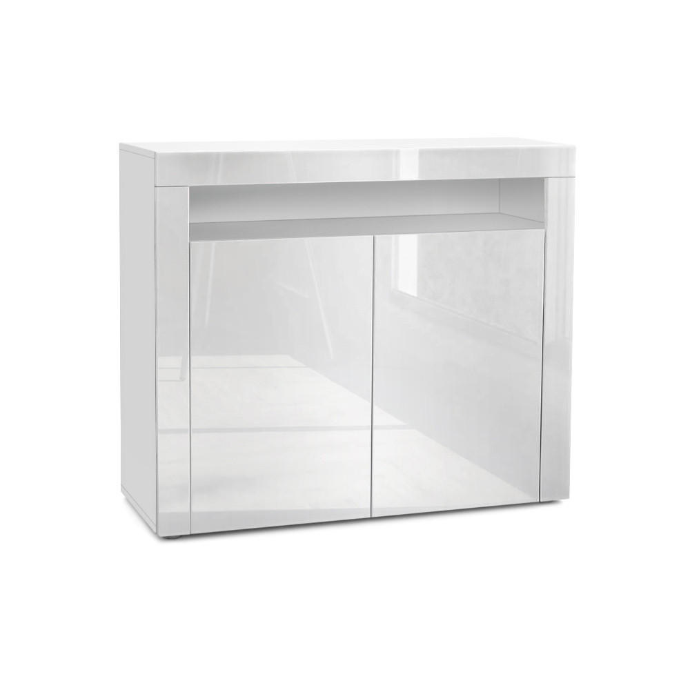 KOMMODE Valencia Weiß Hochglanz / Weiß Hochglanz - Weiß Hochglanz, Holzwerkstoff (108/92/40cm) - Vladon