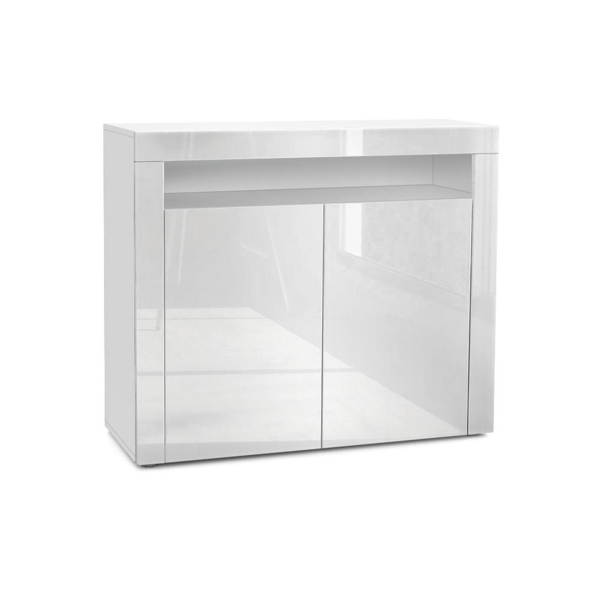 KOMMODE Valencia Weiß Hochglanz / Weiß Hochglanz - Weiß Hochglanz, Holzwerkstoff (108/92/40cm) - Vladon