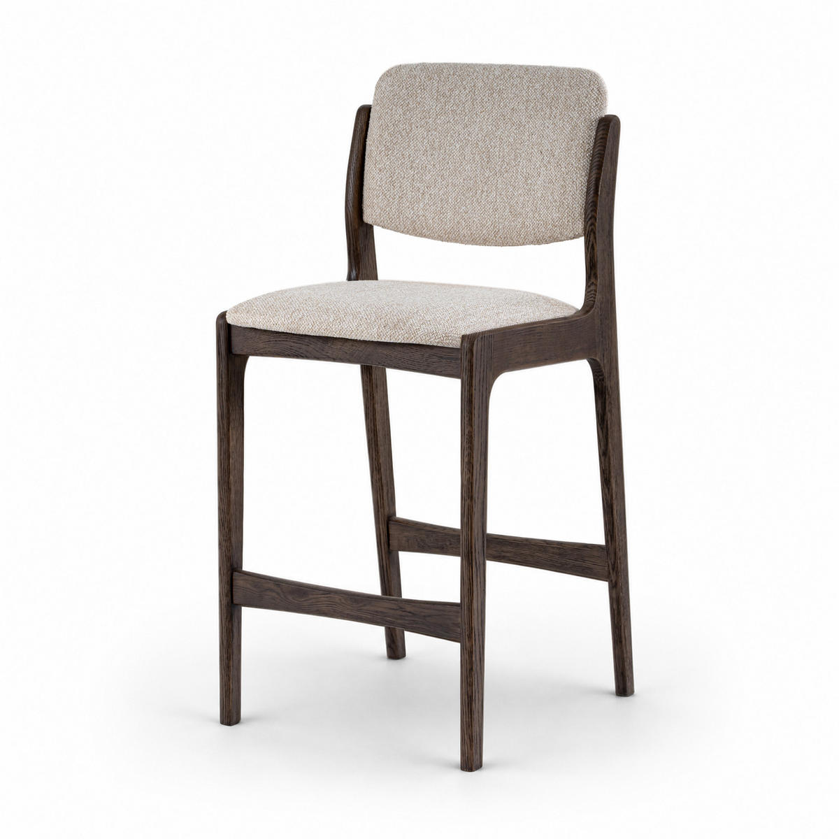 BARHOCKER Oslo, Eiche Espresso, Stoff Beige - Braun, Holz (50/101.2/43cm) - WOODEK