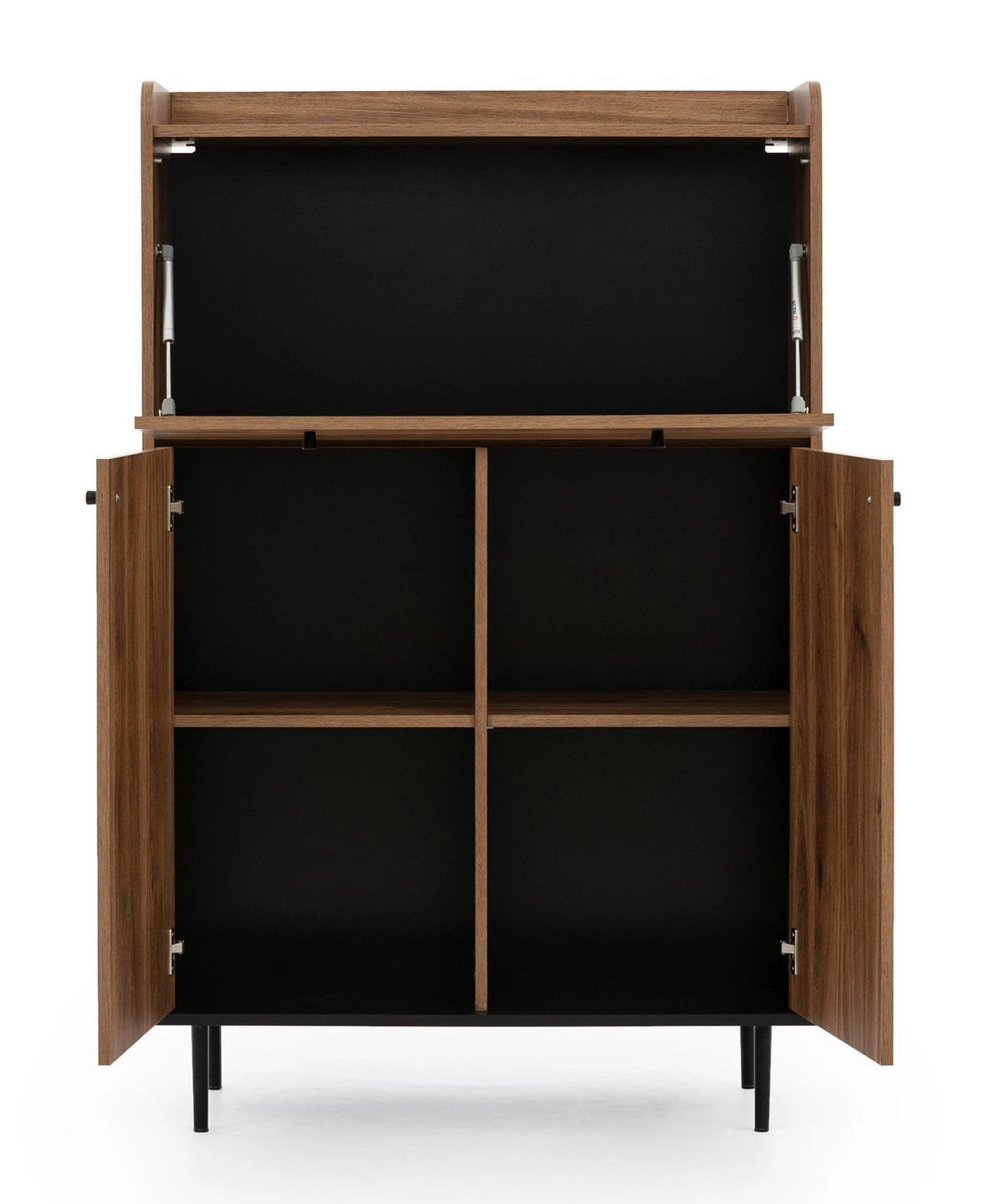 HIGHBOARD Nero KB90 90/45/140 mit Barschrank - Hellbraun/Schwarz, Holzwerkstoff/Metall (90/140/45cm) - Ravio