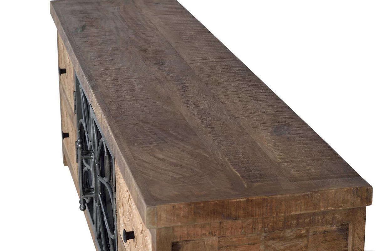 TV-SCHRANK aus Mangoholz und gealtertem braunem Metall - Braun, Holz (170/55/40cm) - Giner y Colomer