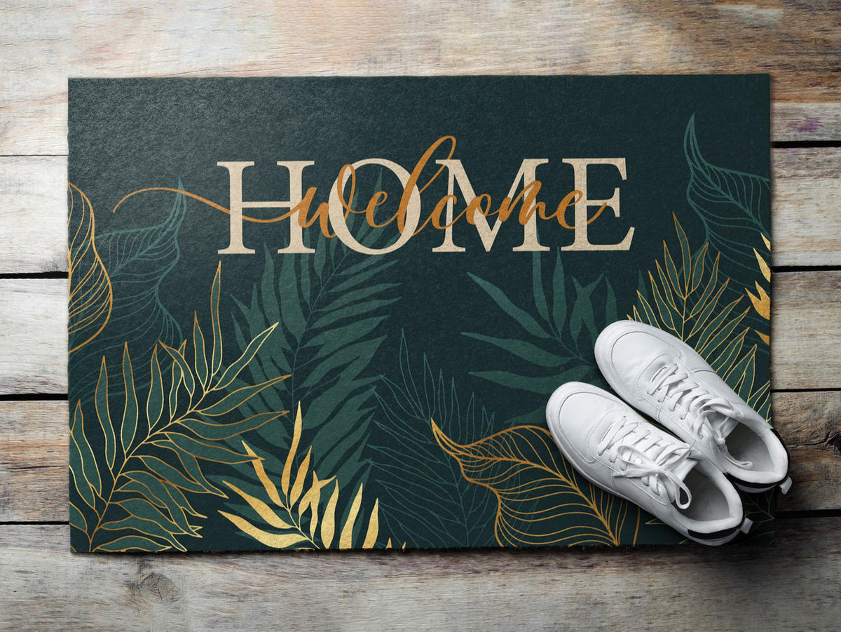 FUSSMATTE 60 x 40 cm Welcome Home - Waldgrün, Textil (60/40cm) - TULUP