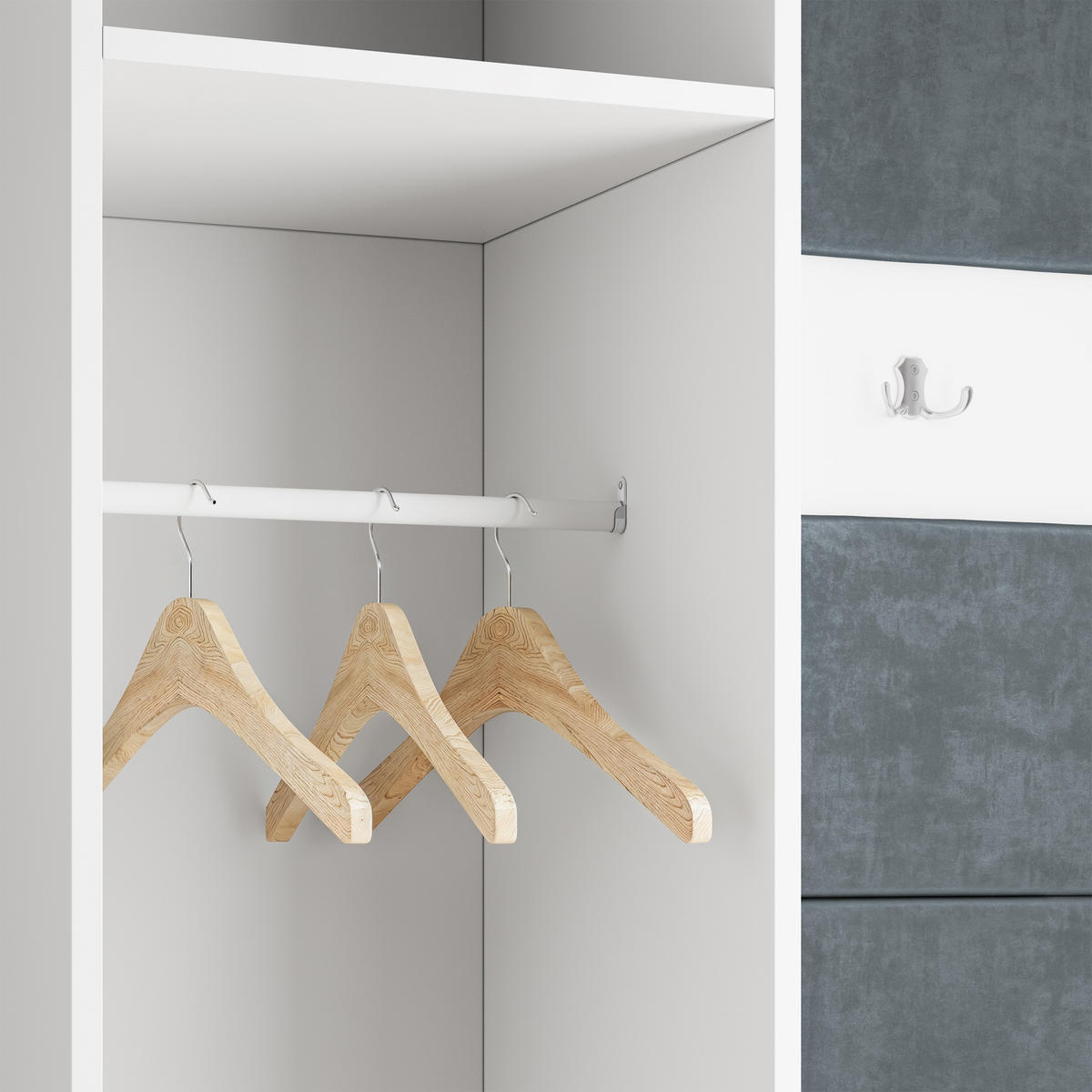 GARDEROBENSCHRANK VIRA 95/181/51 cm Modern Garderobe-Set Weiß - Weiß/Grau, Holzwerkstoff (95/181/51cm) - MASSENO