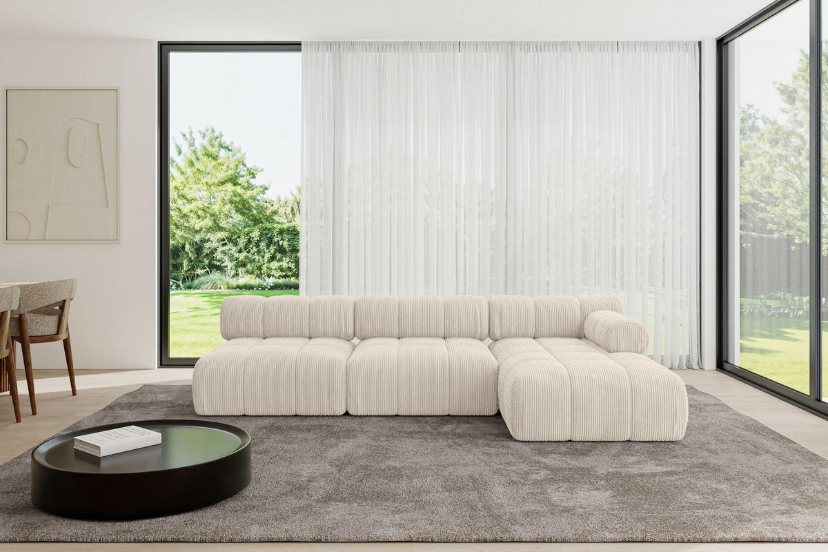 ECKSOFA modulares Sofa Razon-L2 - 285x160x70 cm Beige Cord - Beige, Holzwerkstoff/Textil (285/160cm) - ALTDECOR
