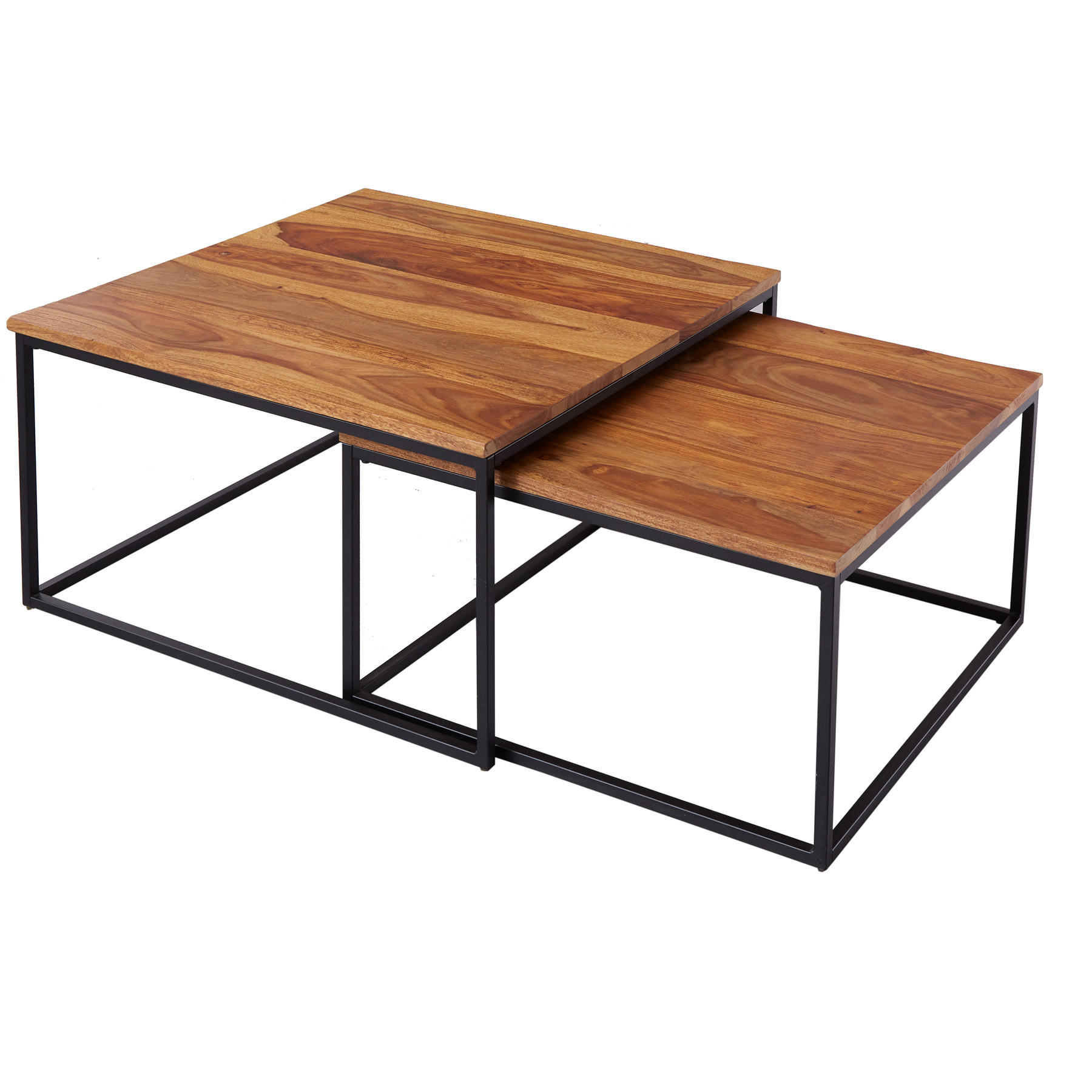 COUCHTISCH ELEMENTS Sheesham rechteckig Natur 75cm - Braun, Holz/Metall (75/75/40cm) - riess-ambiente