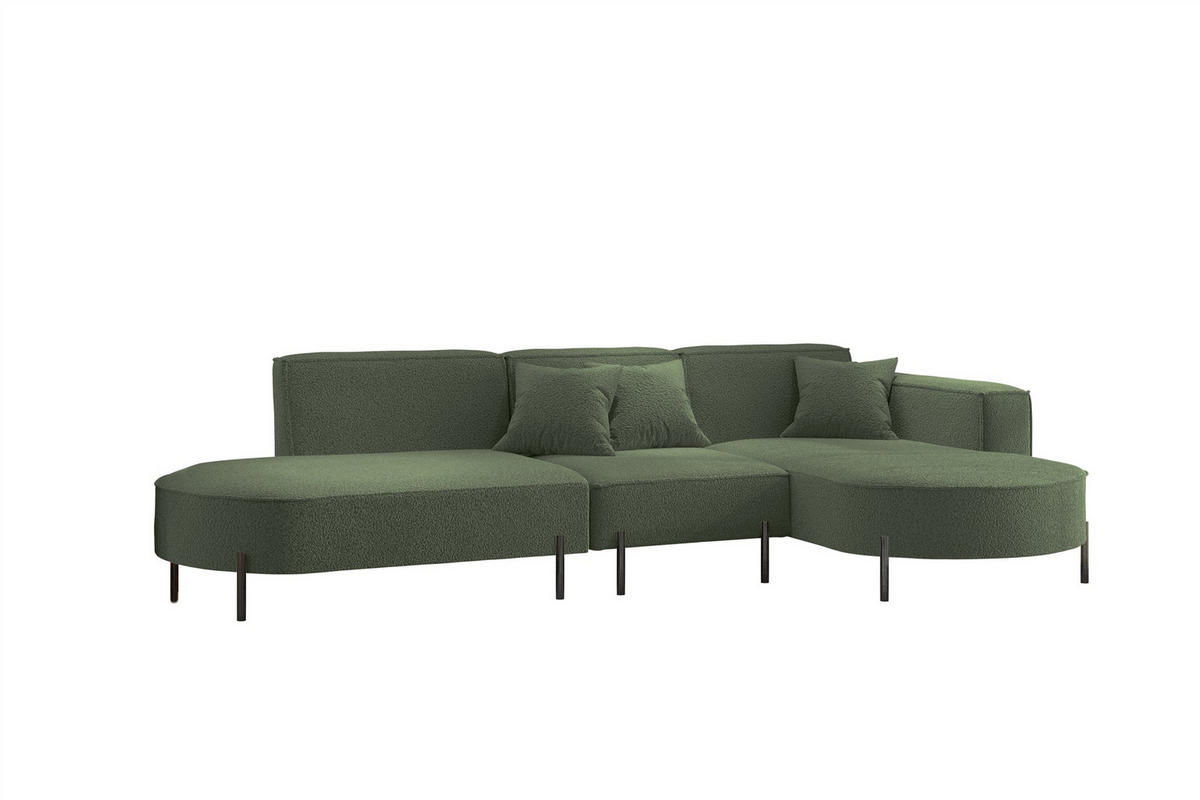 ECKSOFA Valencia - Grün, Holzwerkstoff/Textil (321/165cm) - Fun Möbel